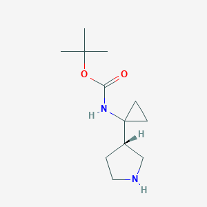 molecular formula C12H22N2O2 B3092568 (S)-叔丁基(1-(吡咯烷-3-基)环丙基)氨基甲酸酯 CAS No. 1229421-17-3