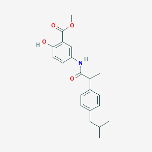 molecular formula C21H25NO4 B309260 Methyl 2-hydroxy-5-{[2-(4-isobutylphenyl)propanoyl]amino}benzoate 