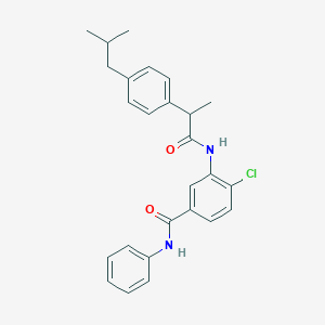 molecular formula C26H27ClN2O2 B309263 4-chloro-3-{[2-(4-isobutylphenyl)propanoyl]amino}-N-phenylbenzamide 
