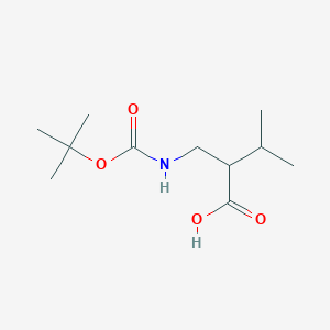 molecular formula C11H21NO4 B3092639 2-(([(叔丁氧羰基)氨基]甲基)-3-甲基丁酸 CAS No. 1233517-91-3