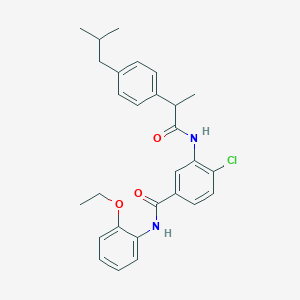 molecular formula C28H31ClN2O3 B309265 4-chloro-N-(2-ethoxyphenyl)-3-{[2-(4-isobutylphenyl)propanoyl]amino}benzamide 