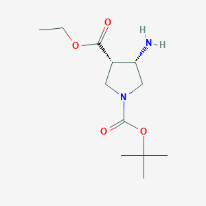 molecular formula C12H22N2O4 B3092656 (3S,4S)-Ethyl 1-Boc-4-aminopyrrolidine-3-carboxylate CAS No. 1233543-62-8