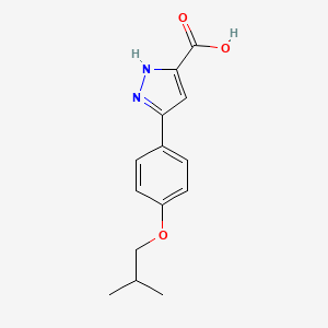 molecular formula C14H16N2O3 B3092705 5-[4-(2-methylpropoxy)phenyl]-1H-pyrazole-3-carboxylic acid CAS No. 1234342-30-3