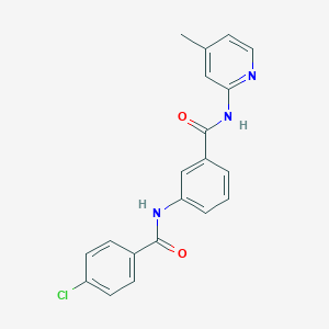 molecular formula C20H16ClN3O2 B309278 3-[(4-chlorobenzoyl)amino]-N-(4-methyl-2-pyridinyl)benzamide 