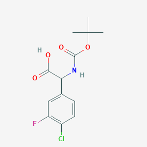 molecular formula C13H15ClFNO4 B3092852 2-((Tert-butoxycarbonyl)amino)-2-(4-chloro-3-fluorophenyl)acetic acid CAS No. 1236349-77-1
