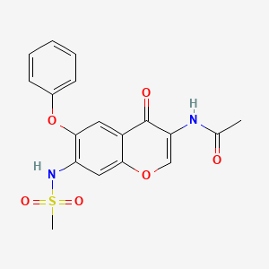 molecular formula C18H16N2O6S B3092855 3-Acetylamino-7-methylsulfonylamino-6-phenoxy-4H-1-benzopyran-4-one CAS No. 123662-92-0