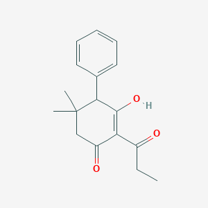 molecular formula C17H20O3 B3092891 3-Hydroxy-5,5-dimethyl-4-phenyl-2-propanoylcyclohex-2-en-1-one CAS No. 123764-30-7