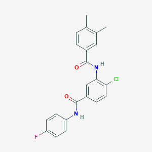 molecular formula C22H18ClFN2O2 B309301 4-chloro-3-[(3,4-dimethylbenzoyl)amino]-N-(4-fluorophenyl)benzamide 
