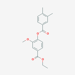 molecular formula C19H20O5 B309309 4-(Ethoxycarbonyl)-2-methoxyphenyl 3,4-dimethylbenzoate 