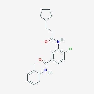 molecular formula C22H25ClN2O2 B309313 4-chloro-3-[(3-cyclopentylpropanoyl)amino]-N-(2-methylphenyl)benzamide 