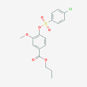 molecular formula C17H17ClO6S B309315 Propyl 4-{[(4-chlorophenyl)sulfonyl]oxy}-3-methoxybenzoate 