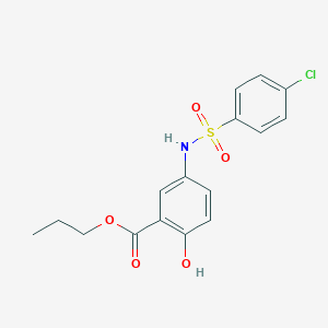 molecular formula C16H16ClNO5S B309316 Propyl 5-{[(4-chlorophenyl)sulfonyl]amino}-2-hydroxybenzoate 
