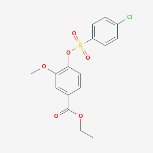molecular formula C16H15ClO6S B309320 Ethyl 4-{[(4-chlorophenyl)sulfonyl]oxy}-3-methoxybenzoate 