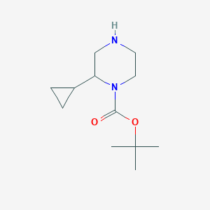 molecular formula C12H22N2O2 B3093220 2-Cyclopropyl-piperazine-1-carboxylic acid tert-butyl ester CAS No. 1240584-61-5