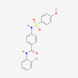 molecular formula C20H17ClN2O4S B309326 N-(2-chlorophenyl)-4-{[(4-methoxyphenyl)sulfonyl]amino}benzamide 