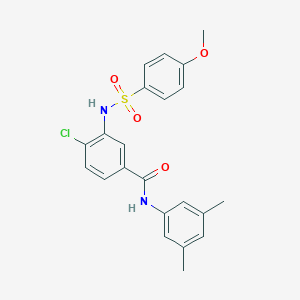 molecular formula C22H21ClN2O4S B309327 4-chloro-N-(3,5-dimethylphenyl)-3-{[(4-methoxyphenyl)sulfonyl]amino}benzamide 