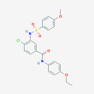 molecular formula C22H21ClN2O5S B309329 4-chloro-N-(4-ethoxyphenyl)-3-{[(4-methoxyphenyl)sulfonyl]amino}benzamide 
