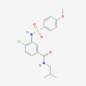 molecular formula C18H21ClN2O4S B309330 4-chloro-N-isobutyl-3-{[(4-methoxyphenyl)sulfonyl]amino}benzamide 