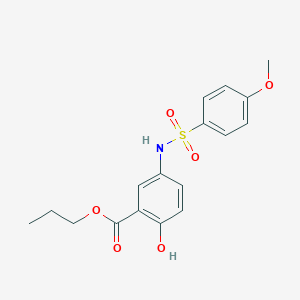 molecular formula C17H19NO6S B309331 Propyl 2-hydroxy-5-{[(4-methoxyphenyl)sulfonyl]amino}benzoate 