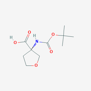 molecular formula C10H17NO5 B3093322 (S)-3-(tert-butoxycarbonylamino)tetrahydrofuran-3-carboxylic acid CAS No. 1242457-64-2