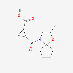 molecular formula C13H19NO4 B3093334 2-{2-Methyl-1-oxa-4-azaspiro[4.4]nonane-4-carbonyl}cyclopropane-1-carboxylic acid CAS No. 1242837-78-0