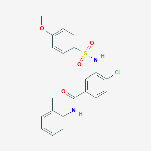 molecular formula C21H19ClN2O4S B309334 4-chloro-3-{[(4-methoxyphenyl)sulfonyl]amino}-N-(2-methylphenyl)benzamide 