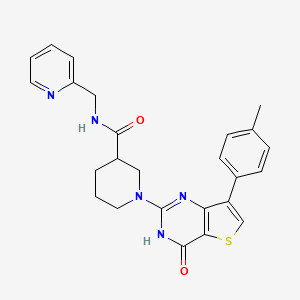 molecular formula C25H25N5O2S B3093349 1-[7-(4-甲基苯基)-4-氧代-3,4-二氢噻吩并[3,2-d]嘧啶-2-基]-N-(吡啶-2-基甲基)哌啶-3-甲酰胺 CAS No. 1242879-14-6