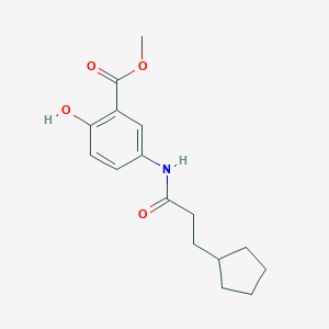 molecular formula C16H21NO4 B309340 Methyl 5-[(3-cyclopentylpropanoyl)amino]-2-hydroxybenzoate 
