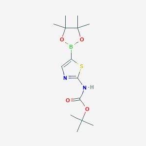 molecular formula C14H23BN2O4S B3093431 叔丁基（5-（4,4,5,5-四甲基-1,3,2-二氧杂硼烷-2-基）噻唑-2-基）氨基甲酸酯 CAS No. 1245252-99-6