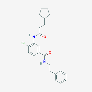 molecular formula C23H27ClN2O2 B309347 4-chloro-3-[(3-cyclopentylpropanoyl)amino]-N-(2-phenylethyl)benzamide 