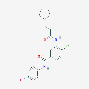 molecular formula C21H22ClFN2O2 B309350 4-chloro-3-[(3-cyclopentylpropanoyl)amino]-N-(4-fluorophenyl)benzamide 