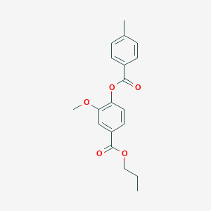 molecular formula C19H20O5 B309351 Propyl 3-methoxy-4-[(4-methylbenzoyl)oxy]benzoate 