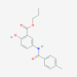 molecular formula C18H19NO4 B309352 Propyl 2-hydroxy-5-[(4-methylbenzoyl)amino]benzoate 