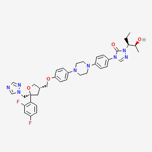 molecular formula C37H42F2N8O4 B3093611 4-(4-(4-(4-(((3S,5S)-5-((1H-1,2,4-triazol-1-yl)Methyl)-5-(2,4-difluorophenyl)tetrahydrofuran-3-yl)Methoxy)phenyl)piperazin-1-yl)phenyl)-1-((2S,3S)-2-hydroxypentan-3-yl)-1H-1,2,4-triazol-5(4H)-one CAS No. 1246391-73-0