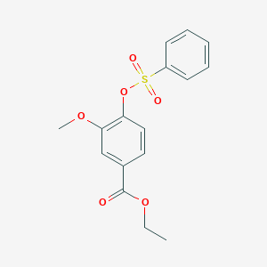 molecular formula C16H16O6S B309364 Ethyl 3-methoxy-4-[(phenylsulfonyl)oxy]benzoate 