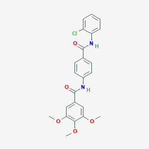 molecular formula C23H21ClN2O5 B309377 N-{4-[(2-chloroanilino)carbonyl]phenyl}-3,4,5-trimethoxybenzamide 
