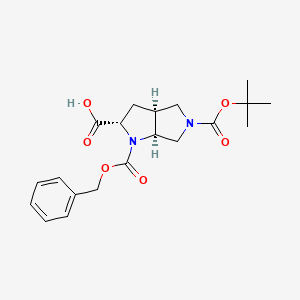 molecular formula C20H26N2O6 B3093907 Racemic-(2S,3aS,6aS)-1-((benzyloxy)carbonyl)-5-(tert-butoxycarbonyl)octahydropyrrolo[3,4-b]pyrrole-2-carboxylic acid CAS No. 1251001-87-2