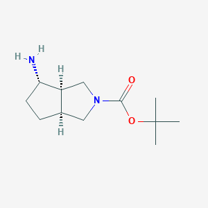molecular formula C12H22N2O2 B3093915 Racemic trans-dihydrogen-2-boc-octahydro-cyclopenta[c]pyrrol-4-ylamine CAS No. 1251012-40-4