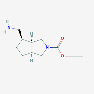 molecular formula C13H24N2O2 B3093927 Racemiccis-dihydrogen-2-Boc-octahydro-cyclopenta[c]pyrrol-4-methylamine CAS No. 1251012-52-8
