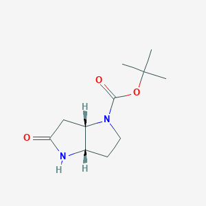 molecular formula C11H18N2O3 B3093941 cis-Tert-butyl-5-oxohexahydropyrrolo[3,2-B]pyrrole-1(2H)-carboxylate CAS No. 1251021-42-7