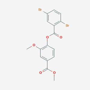 molecular formula C16H12Br2O5 B309416 2-Methoxy-4-(methoxycarbonyl)phenyl 2,5-dibromobenzoate 