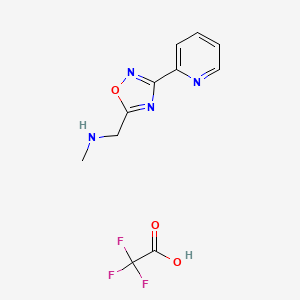 molecular formula C11H11F3N4O3 B3094179 N-methyl-1-[3-(2-pyridinyl)-1,2,4-oxadiazol-5-yl]methanamine trifluoroacetate CAS No. 1255717-28-2