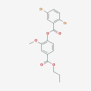 molecular formula C18H16Br2O5 B309418 2-Methoxy-4-(propoxycarbonyl)phenyl 2,5-dibromobenzoate 