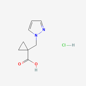 molecular formula C8H11ClN2O2 B3094187 1-(1H-Pyrazol-1-ylmethyl)cyclopropanecarboxylic acid hydrochloride CAS No. 1255717-43-1