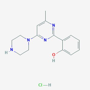 molecular formula C15H19ClN4O B3094216 2-(4-Methyl-6-piperazin-1-ylpyrimidin-2-yl)phenol hydrochloride CAS No. 1255717-95-3