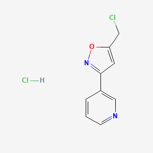 molecular formula C9H8Cl2N2O B3094228 3-[5-(Chloromethyl)-3-isoxazolyl]pyridine hydrochloride CAS No. 1255718-07-0