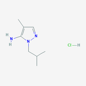 molecular formula C8H16ClN3 B3094246 1-Isobutyl-4-methyl-1H-pyrazol-5-amine hydrochloride CAS No. 1255718-25-2