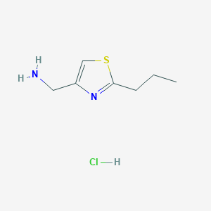 molecular formula C7H13ClN2S B3094253 1-(2-丙基-1,3-噻唑-4-基)甲胺盐酸盐 CAS No. 1255718-29-6