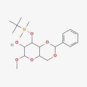 molecular formula C20H32O6Si B3094277 (2R,4aR,6R,7R,8R,8aR)-8-((tert-Butyldimethylsilyl)oxy)-6-methoxy-2-phenylhexahydropyrano[3,2-d][1,3]dioxin-7-ol CAS No. 1256137-62-8