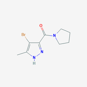 molecular formula C9H12BrN3O B3094408 4-Bromo-5-methyl-3-(pyrrolidine-1-carbonyl)-1H-pyrazole CAS No. 1257844-81-7